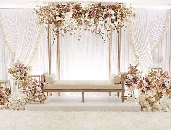 Elegant Nikkah and ceremony stage décor with islamic styling